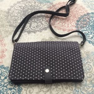 Thirty-one double up crossbody grey dancing dots
